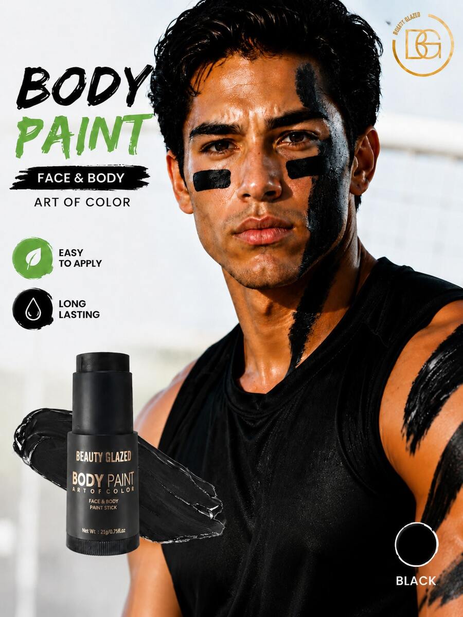 beauty glazed Palet Cat Tubuh Multi-Warna Tahan Air & Keringat, Mudah Dicampur, Perlengkapan Rias Efek Khusus untuk Cosplay, Halloween, Festival, Pertunjukan Panggung, Cocok untuk Pesta - Hitam - View 1