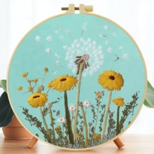 1 Set Kit de Bordado DIY Hecho a Mano, 20x20cm/7.9x7.9in, Patrón de Diente de León, Incluye Tela de Bordado, Manual de Usuario, Marco de Bordado, Aguja e Hilo, Adecuado como Regalo Festivo para Amigos o Familia, Obra de Arte Hecha a Mano para el Hogar y la Oficina - A - Ver 15