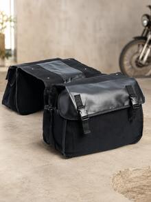 Motorcycle Saddlebags, Waterproof Canvas Side Bags, Large Capacity Dual Side Bags, Throw-Over Saddlebags, Rear Rack Tail Bag, Universal Fit For All Motorcycles, Motorbikes, Bicycles, Bikes, Electric Scooters, Electric Bicycles, Commuting Travel Storage, Quick Release Buckle - A - View 13