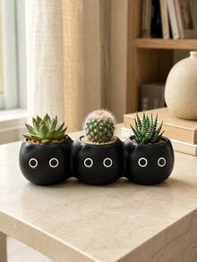 Cute Black Cat Succulent Planter, Mini Cat Flower Pot, 3-Hole Cactus Pot, Desktop Windowsill Plant Pot, Bookshelf Tabletop Decor, Home Office Decor, Cat Lover Gift, Fall Halloween Decor - A - View 9