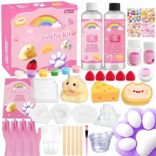 46PCS Taba Squishy Kit,DIY Stress Relief Novelty Squeeze Toys,1:1 AB Liquid Silicone,Party Favors For Kids,Make Your Own Squishies Hamster&Cat Paw With Silicone And Molds,Birthday Gifts,Children's Gifts, Daily Life Gifts, Alleviate Anxiety - Multicolor - View 1