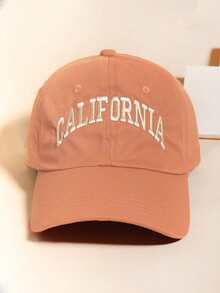 1 Stück lässige Damen CALIFORNIA bestickte verstellbare Baseballkappe, Unisex Polyesterstoff, verstellbare Baseballkappe für Paare, modisch vielseitig atmungsaktiv, geeignet für Reisen, Sport, Radfahren, Tourismus - Gebrannte Orange - Übersicht 5