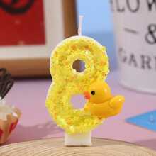 3D Mini Yellow Duck Theme Candles, Cake Decor, 0-9 Number Candles, Cake Toppers, Birthday Party Cake Decorations 0-1-2-3-4-5-6-7-8-9 - Style a - View 12