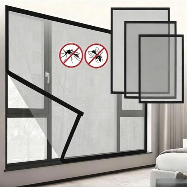 Self-Adhesive Hook And Loop Screen Window, Available In 1-Piece And 6-Piece Packs, Freely Cuttable, High-Density Breathable Anti-Mosquito Mesh, No Drilling Required, Simple Invisible Screen For Household Windows And Balconies To Keep Mosquitoes Out