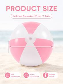 3pcs Inflatable Beach Balls (With Pink And White Stripes), Pool Accessories, Beach Balls, Party Decorations - Suitable For Summer Pool Parties, Bachelorette Parties, Birthday Gifts And Beach Activities. - Pink and White Sand Balls - View 3