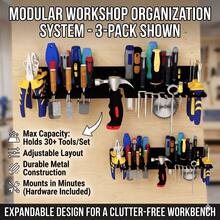 15.75 Inch Wall Mounted Metal Tool Storage Rack, Heavy Duty Screwdriver Organizer Pliers & Hammer Holder, Multi-Slot Hand Tools Hanging Organizer For Garage Workshop & Workbench, Ideal Father's Day, Birthday & Holiday Garage Gift - Multicolor - View 7