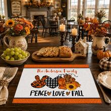 1pc/4pcs/6pcs/8pcs, Home Decor, Pumpkin Pattern Printed Linen Placemats, Suitable For Dining Table, All-Season Decorative, Washable, Kitchen & Dining Room Supplies, Table Mats, Coasters, Kitchen Dining Table Placemats, Home Goods - Multicolor - View 3