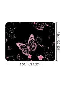 1 pieza Alfombra para maletero de coche con patrón de mariposa rosa & floral de poliéster, esencial para viajes, apta para múltiples modelos de coche, ajuste perfecto para la decoración interior de tu coche - A - Ver 8