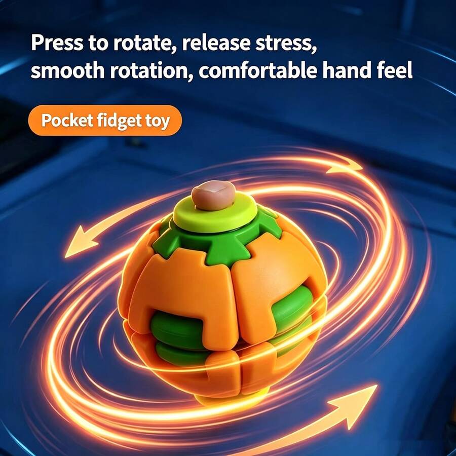 1pc Multicolor Contrast Gear Print 3D Press & Rotate Stress Relief Ball - Minimalist Ins Desktop Fidget - Smooth Rotating Decompression Design - 2-In-1 Pressable Finger Spinner - Portable Compact Pocket Size - Durable Wear-Resistant 3D Printed Material - Suitable For Office - Commute - Home Leisure - Outdoor Travel - Car - Anxiety Relief Fidget