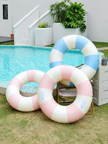 Striped Inflatable Swim Ring With Handle, PVC Pool Float, Suitable For Beach, Pool Party And Summer Activities, Fashionable Photo Decoration Water Accessory - Multicolor - View 4