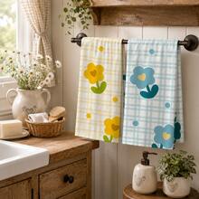 2/4/6pcs Set, Dish Towel, Vintage Floral Pattern Printed Towel, Microfiber Absorbent Cloth, Cooking And Baking Tea Towel, Dish Cloth, Cleaning Towel, Hand Towel, Tea Towel, Super Soft And Highly Absorbent, Kitchen Decor, Kitchen Accessories, Daily Necessities, Life Essentials. - Multicolor - View 6