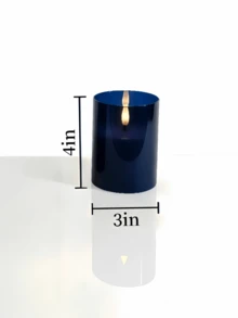 1件/2件/3件 LED蠟燭（附/不附遙控器）、無焰蠟燭、蠟燭加熱器、蠟燭燈、LED柱狀蠟燭、3D動態火焰電池供電蠟燭（不含電池），適用於節日、婚禮、禮品、壁爐、家居裝飾（深藍色，3英吋 x 4英吋 5英吋 6英吋） - 深藍色 - 查看 9