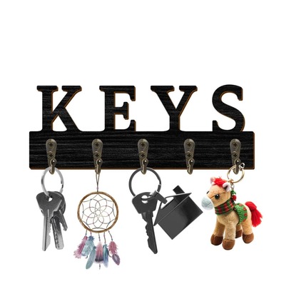 1pc Wall-Mounted Decorative Wooden Hook, "KEYS" Entryway Key Holder, Exquisite Room Decor, Home Bathroom Kitchen Bedroom Accessory Decoration, Can Hang Watch, Clothing, Keys, Glasses, With 5 Hooks