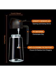 1件極簡居家風透明二合一噴油瓶,防漏可重複使用 470ml 大容量廚房工具,適用於烹飪、野餐、烘焙與日常廚房儲存,多功能控油容器,母親節新年禮物 - 查看 5