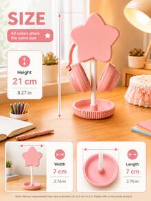 Cute Star Headphone Stand, Japanese Style Cute Headphone Holder With Storage Tray, Aesthetic Desktop Headphone Rack Storage, Stable Base Gaming Headphone Stand, Women Girls Gamer Desktop Decor Accessory, Birthday Christmas Gift, 5 Colors Available - View 11