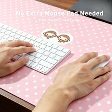 Leather Desk Pad Protective Mat Full Screen Polka Dot Star Music Note Raindrop Japanese Anime Angel Y2K Cute Mouse Pad Office Desk Mat Waterproof Anti-Slip PU Desktop Mat - View 4