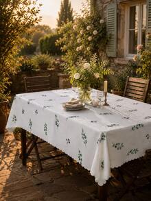 1件裝清新尤加利漿果枝條印花桌布，奶油白極簡田園風波浪邊餐桌布，適合戶外露台下午茶、廚房餐廳、家庭聚會及春夏家居裝飾，廚房必需品，家居裝飾 - 彩色 - 查看 19