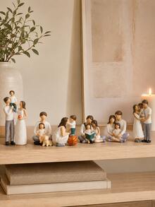 Estatua decorativa de familia, decoración del hogar, esculturas de resina minimalistas modernas, pareja sentada leyendo, escultura de padre e hijo, adorno de acento para estantería, regalo para inauguración de casa, sala de estar, dormitorio, escritorio, pieza de arte de decoración del hogar estética - 1PC - Ver 1