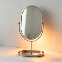 1pc European Style Bathroom Iron Art Rotating Metal Solid Color Desktop Portable Makeup Mirror, No Drilling Required - Multicolor - View 5