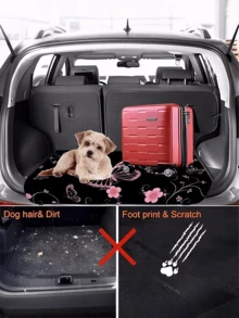 1 pieza Alfombra para maletero de coche con patrón de mariposa rosa & floral de poliéster, esencial para viajes, apta para múltiples modelos de coche, ajuste perfecto para la decoración interior de tu coche - A - Ver 7