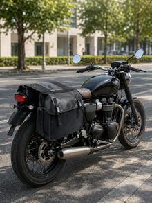 Motorcycle Saddlebags, Waterproof Canvas Side Bags, Large Capacity Dual Side Bags, Throw-Over Saddlebags, Rear Rack Tail Bag, Universal Fit For All Motorcycles, Motorbikes, Bicycles, Bikes, Electric Scooters, Electric Bicycles, Commuting Travel Storage, Quick Release Buckle - A - View 2