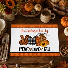 1pc/4pcs/6pcs/8pcs, Home Decor, Pumpkin Pattern Printed Linen Placemats, Suitable For Dining Table, All-Season Decorative, Washable, Kitchen & Dining Room Supplies, Table Mats, Coasters, Kitchen Dining Table Placemats, Home Goods - Multicolor - View 4