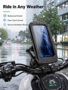 Soporte para teléfono de motocicleta impermeable, a prueba de agua y polvo, confiable y estable, adecuado para teléfonos inteligentes de 6.7 pulgadas, soporte de pantalla táctil, hecho de material ABS duradero, esencial para conducir bajo la lluvia | Accesorio universal para motocicleta | Accesorio para bicicleta - A - Ver 12