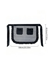 Plaid Ruffle Waist Apron With Bow Pocket, Vintage Checkered Women's Waist Apron, Multifunctional Mesh Maid Style Ruffle Cooking Apron, Suitable For Holiday Party Dress-Up And Christmas - Multicolor - View 12