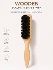 Hair Styling Brush And Comb Set, Wooden Paddle Brush, Edge Brush, Double-Sided Comb And Metal Tail Comb For Parting, Ponytails And Buns - Multicolor - View 2