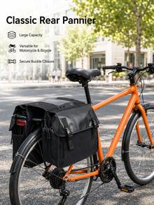 Motorcycle Saddlebags, Waterproof Canvas Side Bags, Large Capacity Dual Side Bags, Throw-Over Saddlebags, Rear Rack Tail Bag, Universal Fit For All Motorcycles, Motorbikes, Bicycles, Bikes, Electric Scooters, Electric Bicycles, Commuting Travel Storage, Quick Release Buckle - A - View 7