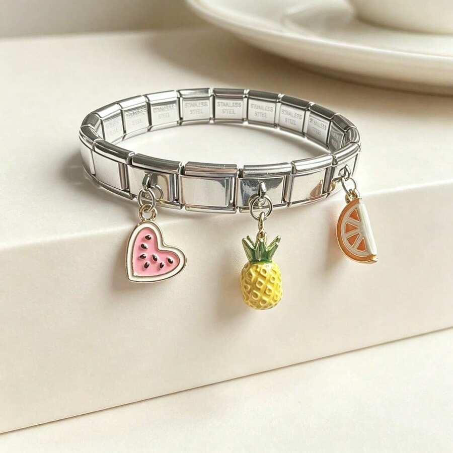 1pc Fashionable Fruit Pendant Bracelet For Women, Modular & Detachable Design, Suitable For Daily Wear - Multicolor - View 1