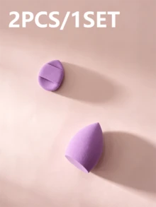 2pcs Multi-Function Makeup Sponge Set, Includes Mini Cushion Puff And Makeup Sponge, Suitable For Liquid Foundation, Powder And Concealer - Multicolor - View 6