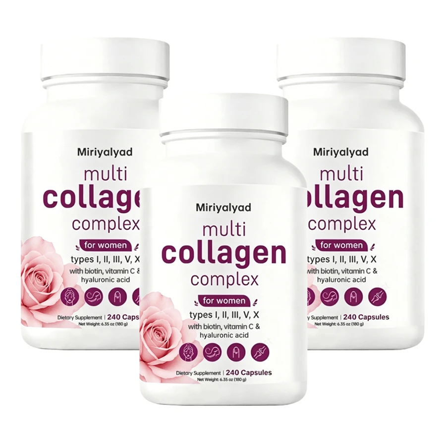 Miriyalyad Multi Collagen Pills For Women & Men, 240 Capsules | Type I, II, III, V, X - Hydrolyzed Collagen Peptides With Biotin, Hyaluronic Acid & Vitamin C | Hair, Skin, Nail & Joint Support - 3件 - 查看 1