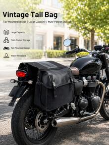 Motorcycle Saddlebags, Waterproof Canvas Side Bags, Large Capacity Dual Side Bags, Throw-Over Saddlebags, Rear Rack Tail Bag, Universal Fit For All Motorcycles, Motorbikes, Bicycles, Bikes, Electric Scooters, Electric Bicycles, Commuting Travel Storage, Quick Release Buckle - A - View 6