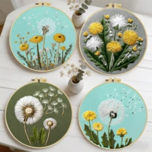 1 Set Kit de Bordado DIY Hecho a Mano, 20x20cm/7.9x7.9in, Patrón de Diente de León, Incluye Tela de Bordado, Manual de Usuario, Marco de Bordado, Aguja e Hilo, Adecuado como Regalo Festivo para Amigos o Familia, Obra de Arte Hecha a Mano para el Hogar y la Oficina - A - Ver 13