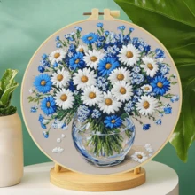 1套初學者刺繡套裝，尺寸20x20cm/7.9x7.9in，花卉圖案，包含刺繡布料、說明書、刺繡框、針與線，適合作為送給朋友或家人的禮物，也可用於居家裝飾或辦公室 - CXP1032-20X20 - 查看 13