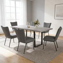 jiexi Extendable Dining Table And 4-6 Chair Set, 130-170cm Grey MDF Dining Table With Grey Velvet Dining Chairs With Metal Legs For Kitchen, Living Room - Dark Grey - View 11