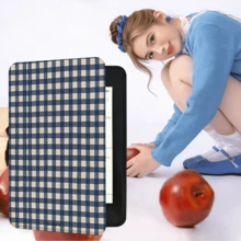 GIIPPA 1 pieza Funda Kindle a cuadros azul marino y beige con correa ajustable para la mano, función de activación y suspensión automática, cubierta de cuero PU compatible con Kindle Paperwhite 5/6/7/10/11/12 Gen, Kindle Colorsoft 1st Gen, Basic Kindle 8/10/11 Gen All Kids & Signature Editions, regalo perfecto de Navidad, San Valentín, Acción de Gracias, Halloween y cumpleaños para amantes de los libros, niñas, estética tradicional asiática retro minimalista - Multicolor - Ver 6