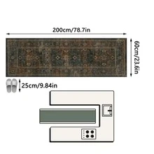 1件美式經典做舊藝術風摩洛哥圖騰波斯古典長條地毯，適用浴室、廚房、玄關、走廊、床邊、客廳、臥室，四季通用柔軟可機洗墊，美學家居裝飾 - 彩色 - 查看 16
