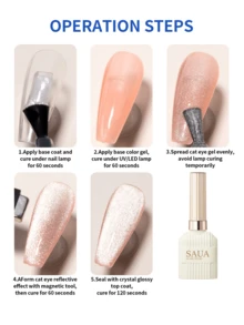 SAUA Esmalte de uñas de gel Crystal Clear Cat Eye - Brillo ultra brillante y duradero, gel de uñas de grado profesional, fórmula sin alcohol, esmalte de uñas de gel de alta calidad, esmalte de uñas de gel - Multicolor - Ver 10
