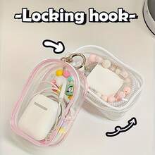 1pc Portable Mini Colorful Transparent Zipper Storage Bag, Multi-Functional Jewelry Organizer, Suitable For Earphones, Charging Case, Keychain, Ring, Transparent Travel Accessory Bag,Back To School - View 1