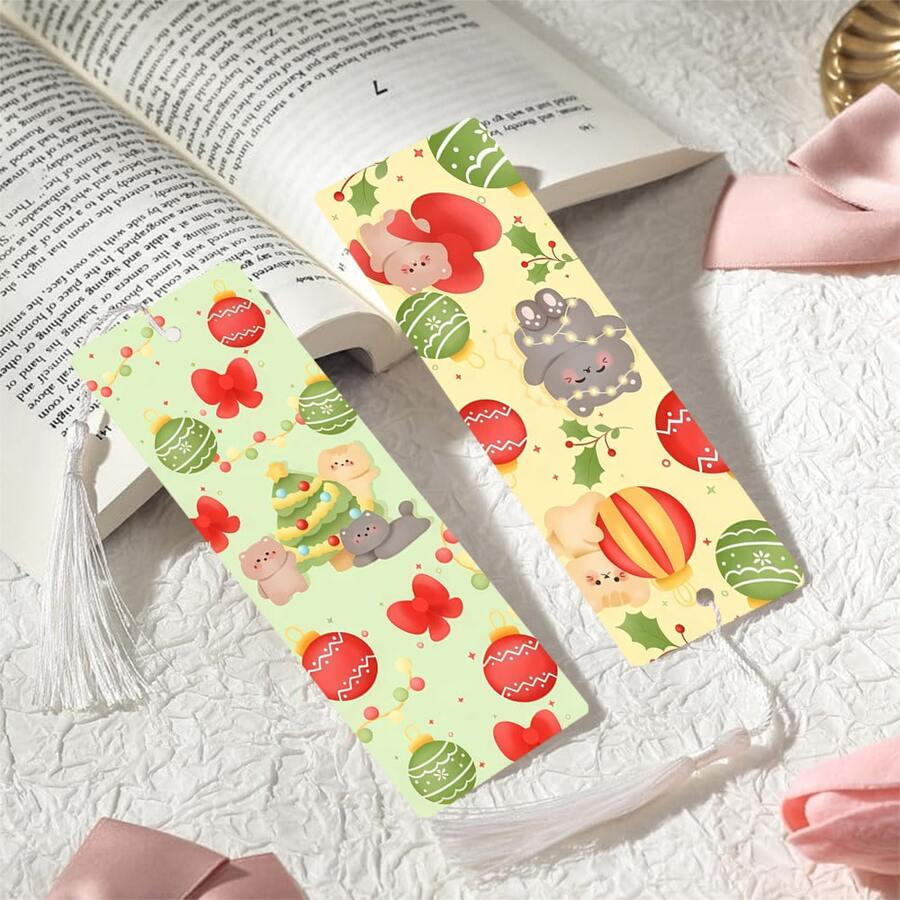 2pcs PET Printed Bookmarks, Exquisite And Beautiful Pattern, Durable And Aesthetic, Unique Design Suitable For Daily Use Or Collection. The Best Gift For Back To School Season, Whether For Personal Use Or As A Gift For Family And Friends, It's A Unique And Practical Gift Choice To Add Atmosphere And Fun To Reading Time (Random Color Tassel) - 2PCS - View 1