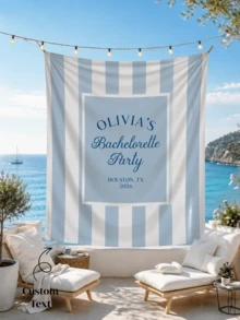 Personalized Bachelor/Bachelorette Party Backdrops, Bridal Shower Backdrops, Custom Name Party Banners, Striped Photo Backdrop Decorations - Multicolor - View 1