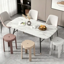 5-Piece Stackable Round Stools For Home Use, Space-Saving, Available In Multiple Color Options; High Load-Bearing Capacity, Anti-Slip And Silent Bottom, Essential Furniture For Living Rooms And Dining Areas - Multicolor - View 4