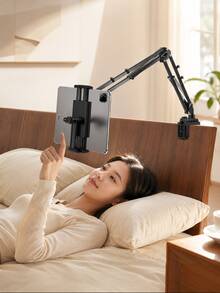 Bed Tablet Holder, Adjustable Long Arm Phone Clamp, 360° Rotating Slouchy Arm Metal Clamp Mount, Foldable Overhead Smartphone & Tablet Stand For Desk Bedside Bed Edge, Recording Live Streaming, Hands-Free Viewing, For 4-13 Inch Devices Kindle - Multicolor - View 4