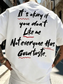 Men's White Confident Quote T-Shirt, Crew Neck Short Sleeve Casual Top, Lightweight Cotton Fabric, Bold "Not Everyone Has Good Taste" Print - White - View 6