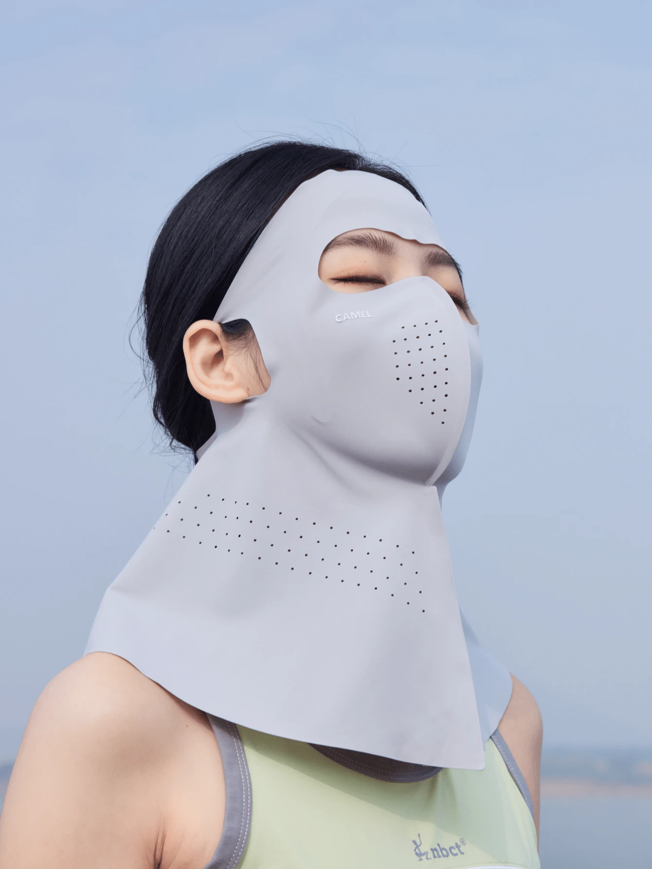 Máscara de protección solar para el cuello de mujer, máscara de protección solar de verano con bucles para las orejas para ciclismo y conducción, máscara facial a prueba de polvo con sensación de enfriamiento y protección UV. - Ceniza de luna fría - Ver 1