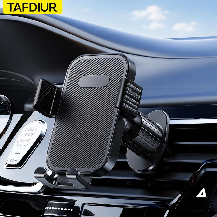 TAFDIUR 車用出風口手機支架,通用重力導航手機架,防震穩定,不擋出風口,相容 Android 與 Apple 手機 - 多色 - 查看 1