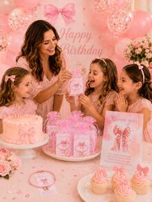 Gender Reveal Party Supplies: Pink Bow Wish Bracelet - Suitable As Baby Shower Party Favor Or Children's Party Return Gift - Pink - View 4