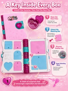 Fun Stationery Jewelry Box, Girls Secret Lockable Diary, Jewelry Stationery Diary Princess Magic Book, Lockable Diary, Creative Handmade Toy For Girls 3+, My Secret Diary, Creative Toy, Stationery, Girls Educational Toy, Girls Toy, Girls - Multicolor - View 6